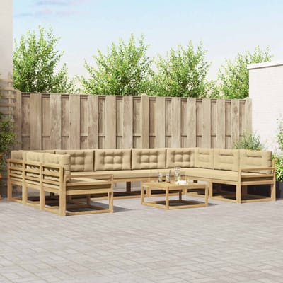vidaXL - Buiten - bank - set - 10 - st - Wit - en - Beige