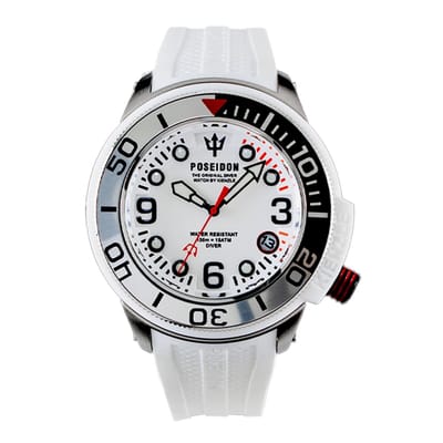 KIENZLE Horloge - Poseidon24 - Quarz UP710 - Waterdicht tot 15 ATM - Wijzweplaat en Polsband Wit