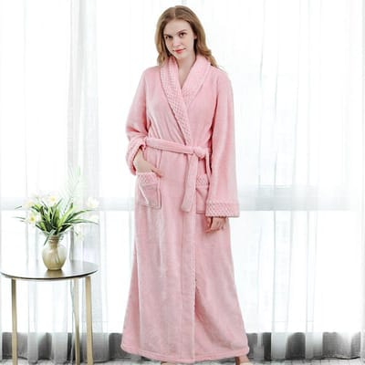 Dames Heren Warme Badjas van Koraalvlies met Meerdere Armen Winter Verdikt Flanel Warm Kimono Badjas Bruid XL white