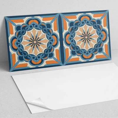 Coloray Wandpanelen Zelfklevend - Mandala-patroon met een bloemenmotief PVC Wandpaneel - 100 cm x 50 cm - Blauw Wandbekleding Zelfklevend - 1 stuk - Mozaïeken Wandpanelen Zelfklevend - Wandpanelen Keuken - Wandpaneel Badkamer