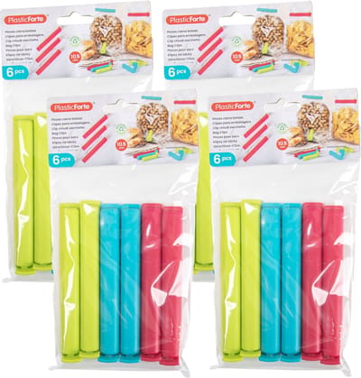 Plasticforte 24x afsluitclips / vershoudclips - 10 cm - keuken/voedsel zakjes afsluiten - Vershoudklemmen - vershoudknijpers