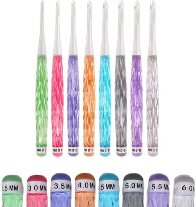 Somstyle Ergonomische Haaknaaldenset - Crochet Kit - 8 Maten Haaknaalden - 2.5 mm t/m 6.0 mm - Multicolor