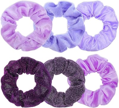 Famanu – 6 stuks satijnen zijde paars haar scrunchies voor vrouwen en meisjes 10,5 cm elastieken haarbanden zachte haarband paardenstaart houder haaraccessoires voor vrouwen Valentijnsdag scrunchies