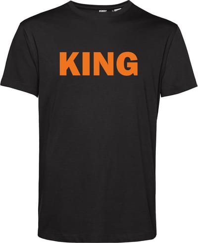 T-shirt King | Koningsdag kleding | Oranje Shirt | Zwart | maat XS