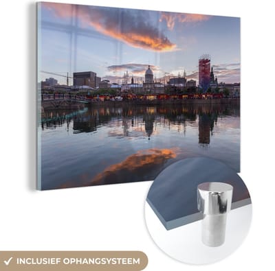 ® Glasschilderij 180x120 cm - Schilderij acrylglas - Rivier Saint Lawrence voor Montreal in Canada - Foto op glas - Muurdecoratie woonkamer - Wanddecoratie slaapkamer - Schilderijen