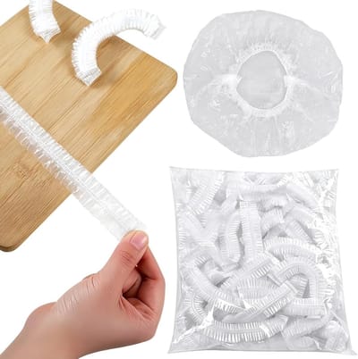 Elastische schalenafdekkingen - Flexibele deksels - Voedsel vers houden - Veelzijdig keukenaccessoire - 100 stuks - Transparant