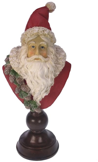 Meander-Kerstman-buste-op voet-18x13x41cm-nostalgisch-rood-kerst