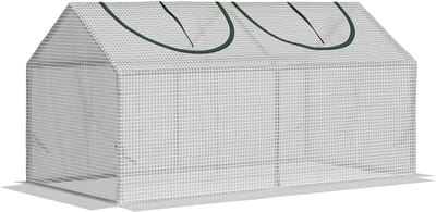 REDOM - Minikas Met Oprolbare Ramen - Voor Tuin - Staal - Wit - 120 x 60 x 60 cm
