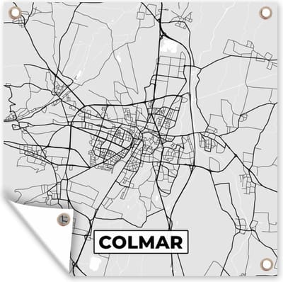 Tuin poster Plattegrond - Kaart - Stadskaart - Frankrijk - Colmar - 200x200 cm - Tuindoek
