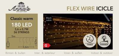 Anna's Collection Ijspegelverlichting -180 led lampjes - warm wit - 360 x 70 cm- lichtsnoer - kerstverlichting