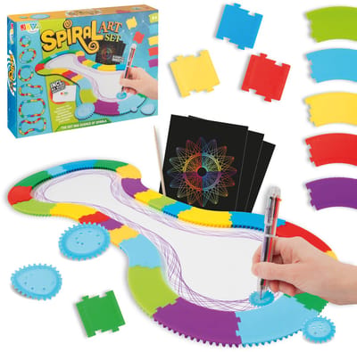 Luxe Spirograaf Designer Art Set - Tekenpakket voor Kinderen - Scratch Art - Montessori Speelgoed - 60pcs Gekleurd Papier - 8pcs Scratch Art Vellen - Vanaf 6 Jaar - Joya Creative