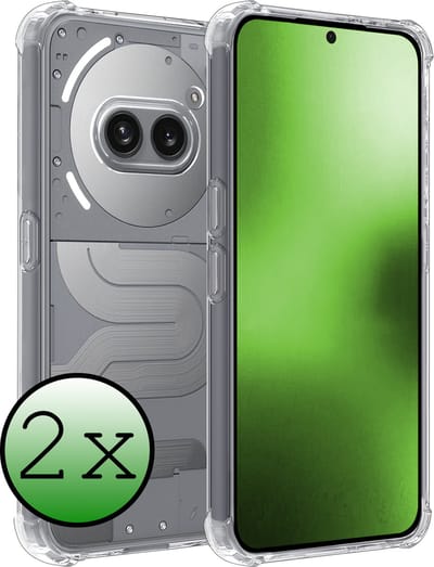 Hoesje 2 Stuks - Geschikt voor Nothing Phone (2a) - Sterk & Shockproof - Siliconen Case - Back Cover - Telefoon Hoes Shock Proof - Transparant