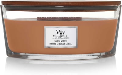 Ellipse geurkaars met knapperende lont | Santal Myrrh | Tot 50 uur brandtijd
