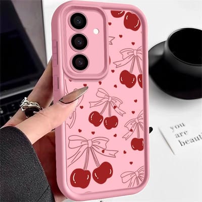 Kersen Fruit Hoesje Voor Samsung Galaxy S25 S24 Ultra S23 S22 Plus S21 S20 FE A15 A16 A25 A26 A34 A35 A36 A54 A55 A56 5G Capa Coque Galaxy S22 5G