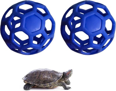 Inovra Plus - Schildpad traktatie bal voor voeding gras en hooi - 2 stuks - Blauw