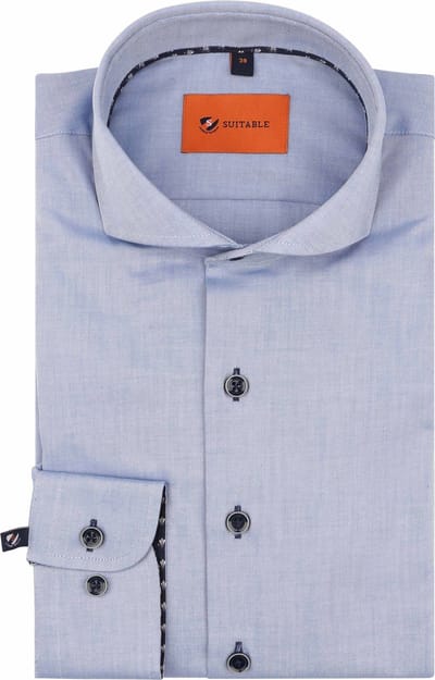 Suitable Twill Overhemd Lichtblauw - Maat 38 - Heren - Overhemden Formeel