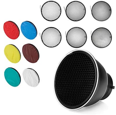 Reflectordiffuser met honingraatrooster en 6 kleuren lichtdoek voor fotografie