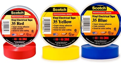 3M SCOTCH TAPE 3 Stuks !!! ROOD + BLAUW + GEEL - Elektrische tape