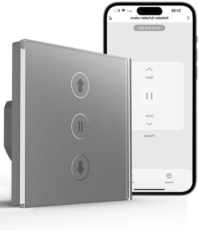 Slimme Rolluikschakelaar - Wifi Rolluik Timer - Huis Automatisering - Temperatuur Scène Controle - 80 x 80 mm - Grijs