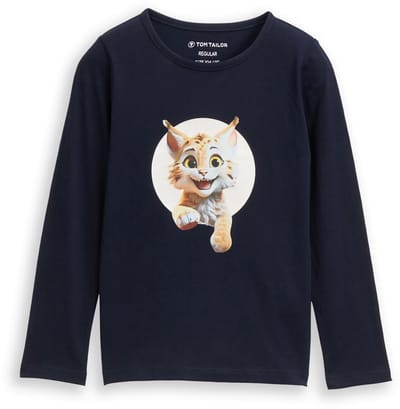 Tom Tailor - Shirt met lange mouwen en fotoprint - Maat 92/98 - sky captain blue