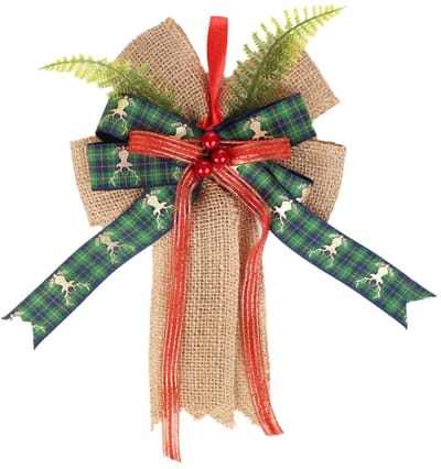 Dailygoods- Kerststrikken Hoogwaardig Materiaal - Jute Lint - Decoratie - Kerstaccessoires - Groen Geruit Eland - 15 x 23 cm - Kerstdecoratie