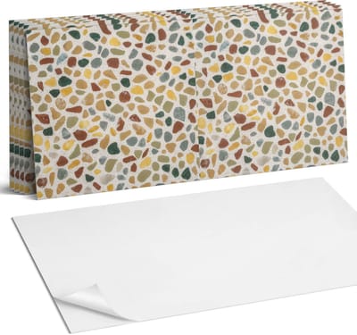 Coloray Plaktegels - Steen mozaïekpatroon Wandtegel Zelfklevend - 60 cm x 30 cm - Geel Plaktegels - 6 stuks - Rechthoek PVC Tegels - Plaktegels Keuken - Zelfklevende Vloertegels Badkamer - Vinyl Tegels Zelfklevend - Zelfklevende Wandtegels