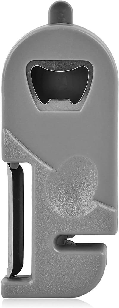 Multifunctionele 4-in-1 Flessenopener met Schiller en Slijpsteen voor Keuken, Camping en Bar, Grijs