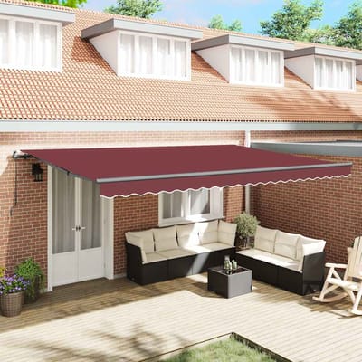 vidaXL - Luifel - handmatig - uittrekbaar - 500x300 - cm - bordeauxrood
