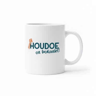 Houdoe en Bedankt Mok – Grappige Brabantse Afscheid Quote – 330 ml Keramische Koffiemok