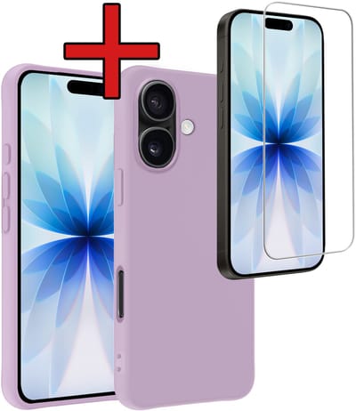 Hoesje - Met Screenprotector - Geschikt voor Apple iPhone 17 - Sterk & Shockproof - Telefoon Hoes - Back Cover - Siliconen Case - Telefoonhoes - Lila