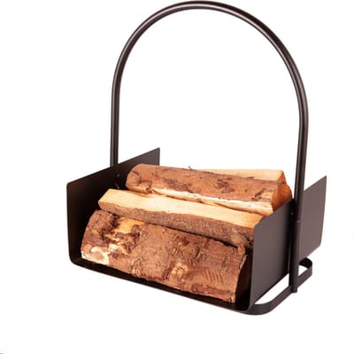 Houtmand / houtbak zwart metaal – modern design – H46 x B40 x D30 cm
