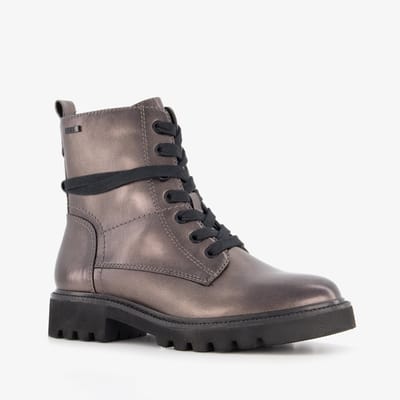 Softline dames veterboots metallic grijs - Maat 37