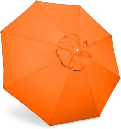 Parapludoek - 2,7 M - Vervangend parasoldoek - Vervangende hoes voor parasol - Vervangend doek - Parasol Vervangende luifel - Vervangende parasolhoes - Parasolaccessoires - 8 baleinen - UV-bescherming - voor terras, tuin en strand - oranje