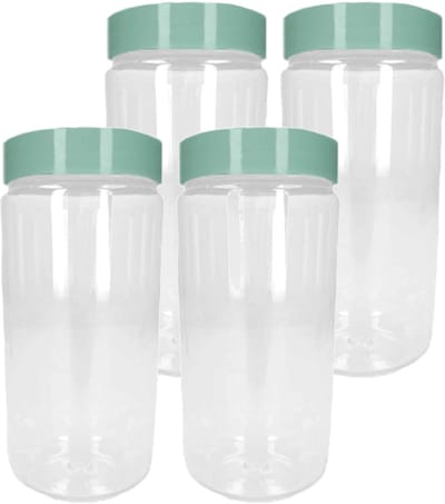 Plasticforte Voorraadpot/bewaarpot - 4x - 550 ml - kunststof - mintgroen - B7 x H16 cm