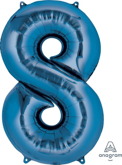 Blauwe aluminium cijfer ballon 88 cm - Blauw - Amscan