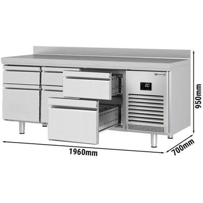 GGM Gastro Kühltisch Premium PLUS - 1960x700mm - 6 Schubladen - Aufkantung