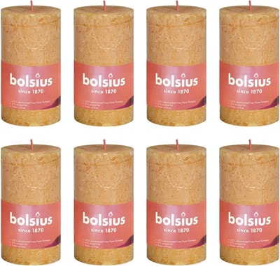 Bolsius Stompkaarsen Shine 8 st rustiek 100x50 mm honinggeel