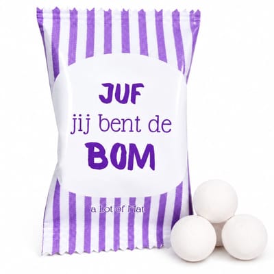 Juf Cadeau - Mini Bruisballen Cadeau - Juf Jij Bent De Bom - a Lot of Mat