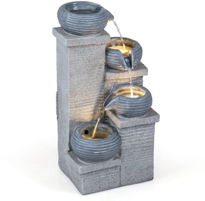 Waterornament - Voor buiten - Tuin - Water Fontein - Waterval Ontwerp - Kamerfontein - Tuindecoratie - Met Pomp - 28 x 22 x 58 cm