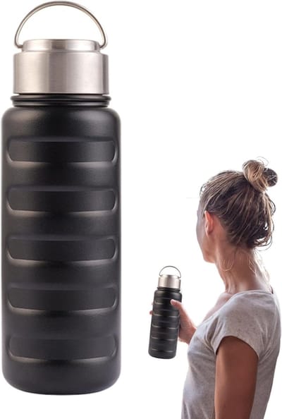 Geïsoleerde waterfles hydratatie roestvrij staal draagbare 1L waterdichte waterfles voor meerdere activiteiten thuis buiten wandelen school reizen camping