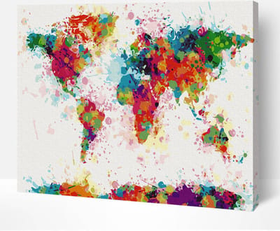 Schilderen Op Nummer Volwassenen DIY Paint By Number Compleet Hobby Pakket op Frame met Vernis - ®Arty Bee - Kleurrijke Wereld 50x40cm