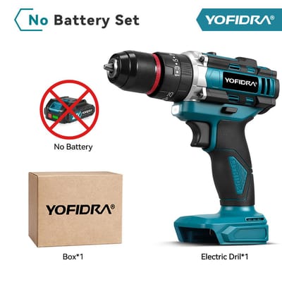 YOFIDRA 3-in-1 Elektrische Klopboormachine 25+3 Koppel Handheld Accu Klopboormachine Houtbewerking Gereedschap Voor Makita 21V Batterij Pin Without Battery
