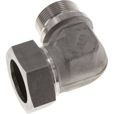G 1 1/2'' Buitendraad x 42L RVS L-Fitting 90graden 160 Bar DIN 2353 - FL2E-MC-ST-112G-42-L