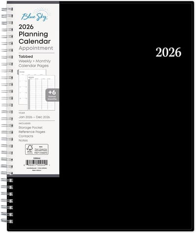 Grote Wekelijkse & Maandelijkse Agenda 2026 (Jan-Dec) - 8,5"x11" met 15 Min Timed Afspraken