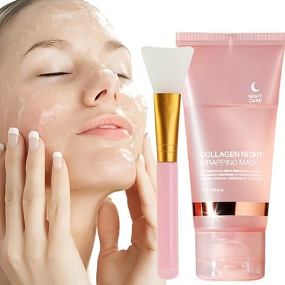 Collageen Nachtmasker 75 ml – Hydraterend Gezichtsmasker met Hyaluronzuur en Niacinamide – Inclusief Spatel