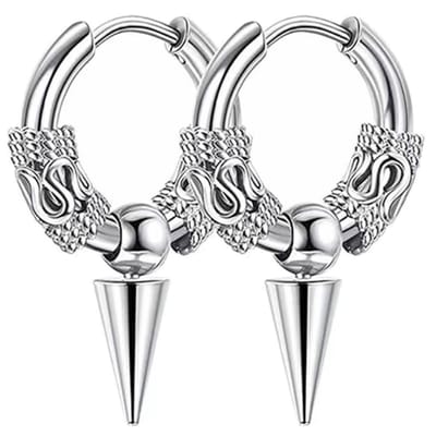 Fako Bijoux® - Punk Gothic Oorringen Vintage - RVS - Spike - 16mm - Zilverkleurig