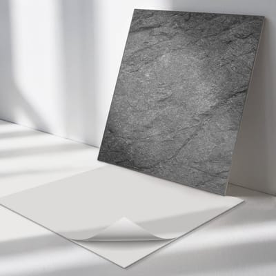 Wallfluent Vinyl Tegels - Natuursteen textuur Vloer Tegels PVC - 30 cm x 30 cm - Grijs PVC Tegels - Verpakking van 9 stuks - Vierkant PVC Tegels - Texturen Plaktegels - Zelfklevende PVC Tegels - Plaktegels Keuken en Badkamer
