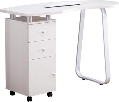 Manicure Tafel met Afzuiging – Nageltafel – Bureau – Met Lades Op Wielen Met Remmen – Wit