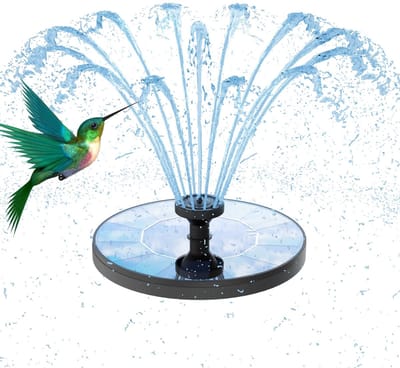 Fontein voor vogelbad op zonne-energie - Verbeterde fontein voor vogelbad op zonne-energie - Met 6 sproeiers - Vrij drijvende fonteinpomp op zonne-energie - Geschikt voor vogelbaden, tuinen, vijvers, zwembaden en buitengebruik