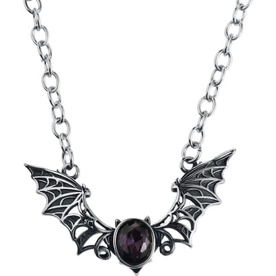 etNox - Gothic Halsketting - Bat - voor Vrouwen - zilverkleurig